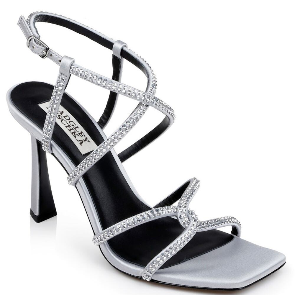 Badgley Mischka Women's Brooke Strappy Bejeweled Stiletto Sandals Heels Size 9.5